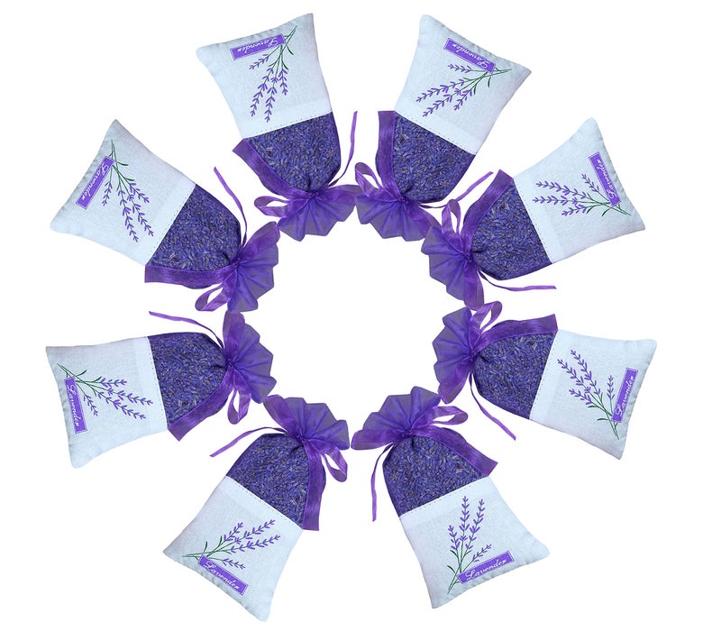 Sanrich 50PCS Lavender Sachet Bags Empty Purple Gauze Ribbons Cotton-Ramie Sacks (deep Purple) - Image 2